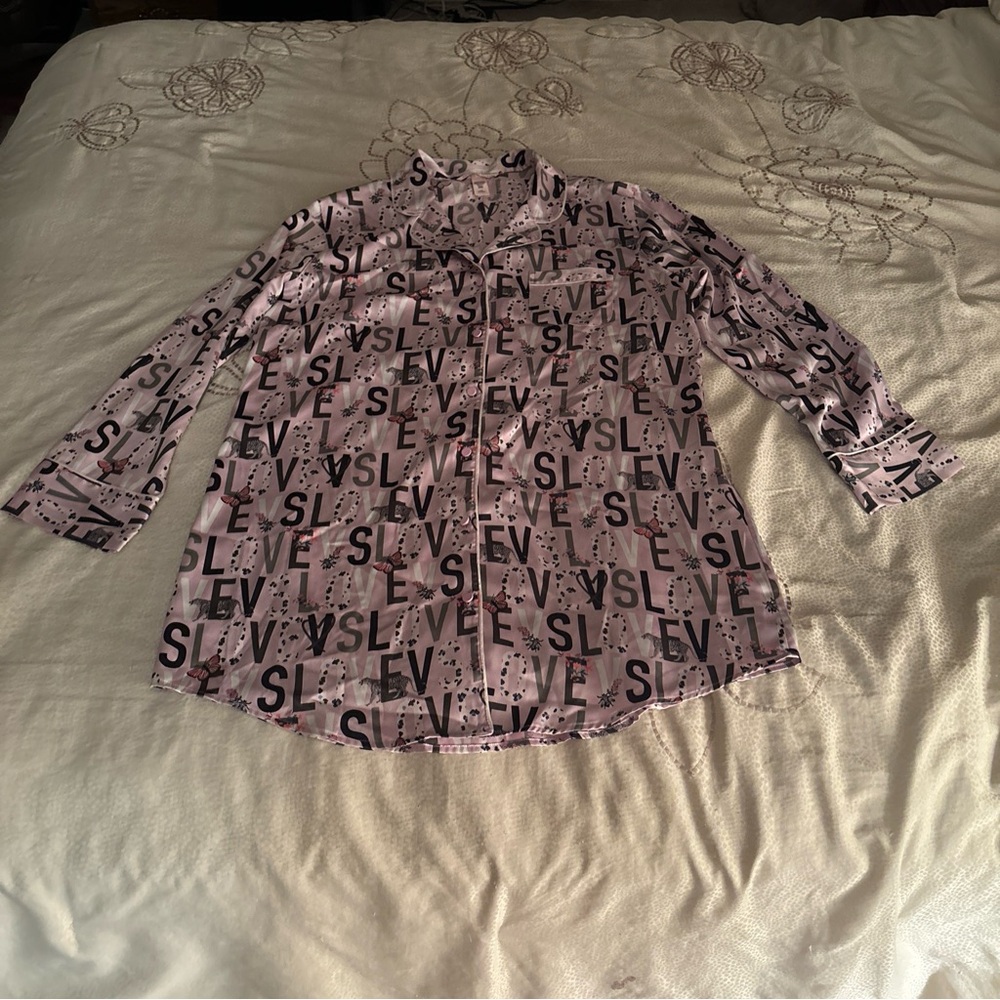Victoria’s Secret Pink Pajama Top Sleep Shirt Women’s Large - EUC